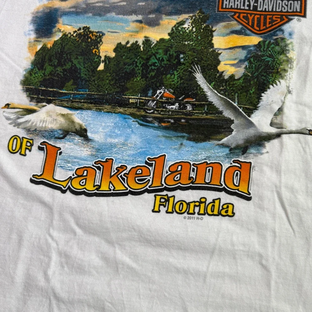 Harley-Davidson Lakeland Florida Wild and Free Eagle Wolf T-Shirt White Mens M